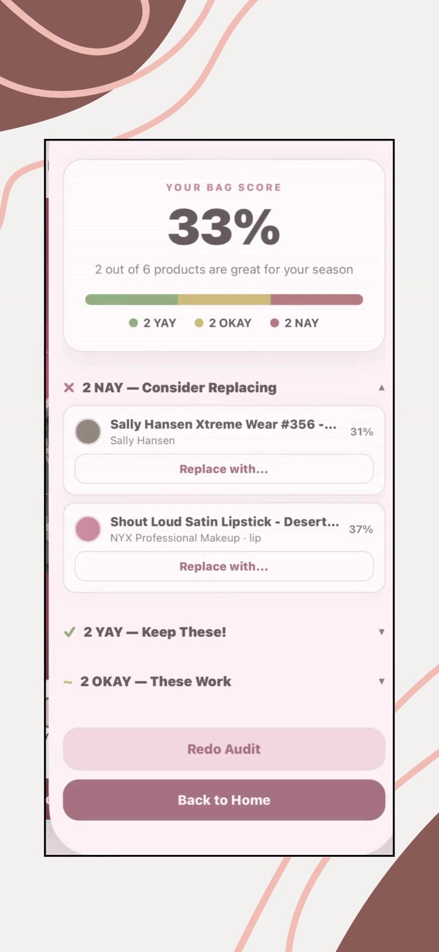 Makeup Bag Audit results